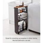 Slim Storage Cart, Steel, Holds 26.4 lbs, Minimal Assembly - L 18.7 x W 5.12 x H 31.69 inches