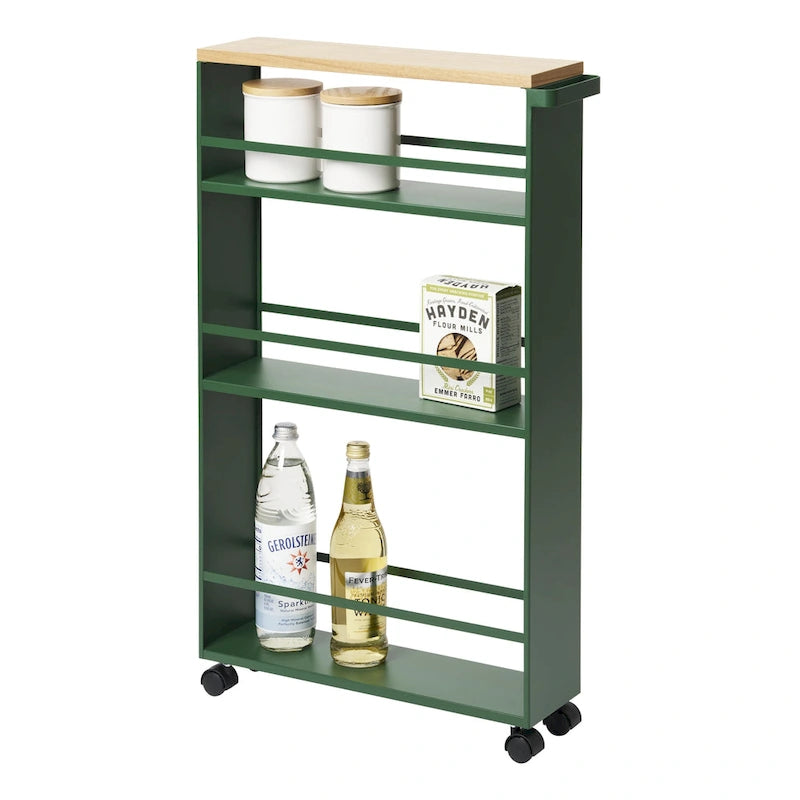 Slim Storage Cart, Steel, Holds 26.4 lbs, Minimal Assembly - L 18.7 x W 5.12 x H 31.69 inches