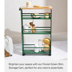 Slim Storage Cart, Steel, Holds 26.4 lbs, Minimal Assembly - L 18.7 x W 5.12 x H 31.69 inches