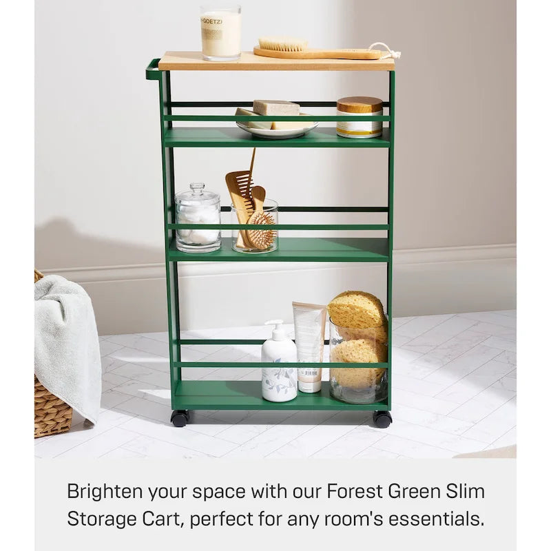 Slim Storage Cart, Steel, Holds 26.4 lbs, Minimal Assembly - L 18.7 x W 5.12 x H 31.69 inches