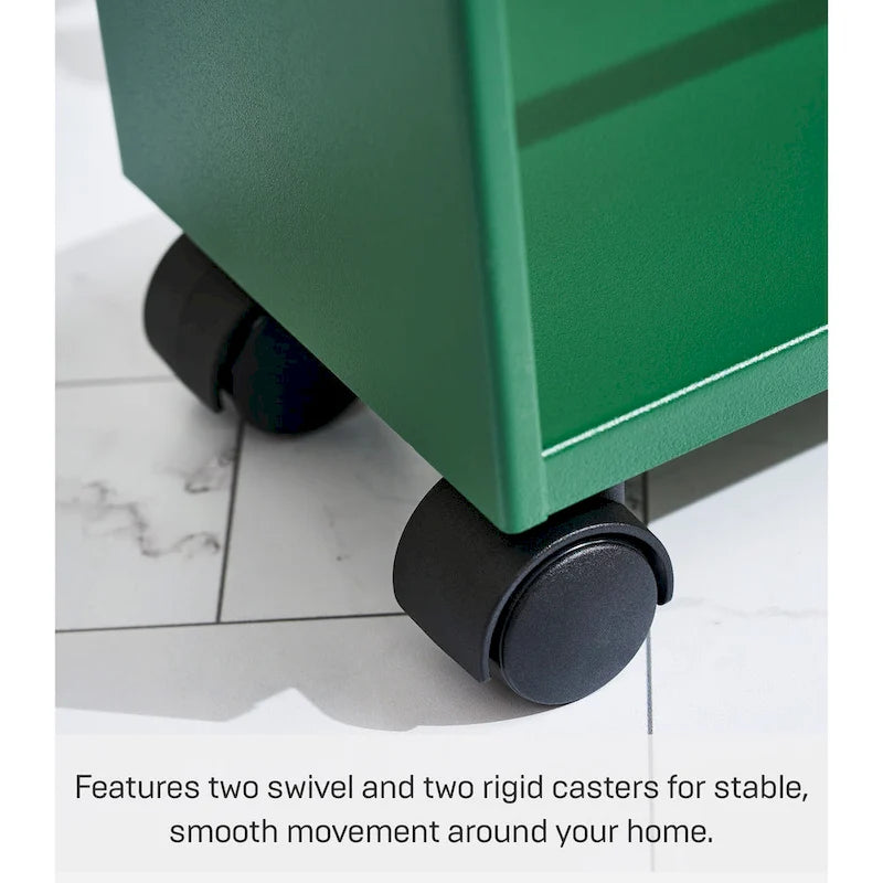 Slim Storage Cart, Steel, Holds 26.4 lbs, Minimal Assembly - L 18.7 x W 5.12 x H 31.69 inches