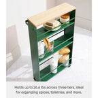 Slim Storage Cart, Steel, Holds 26.4 lbs, Minimal Assembly - L 18.7 x W 5.12 x H 31.69 inches