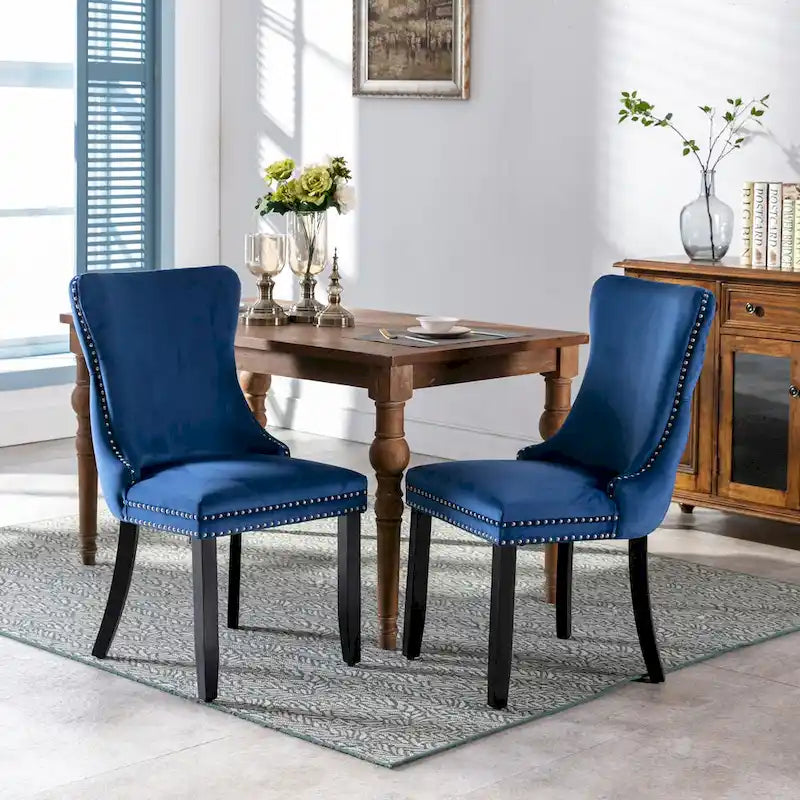 Wing-Back Dining Chair with Backstitching Nailhead Trim