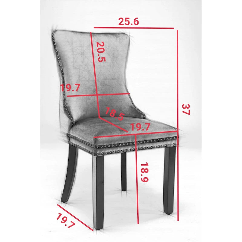 Wing-Back Dining Chair with Backstitching Nailhead Trim