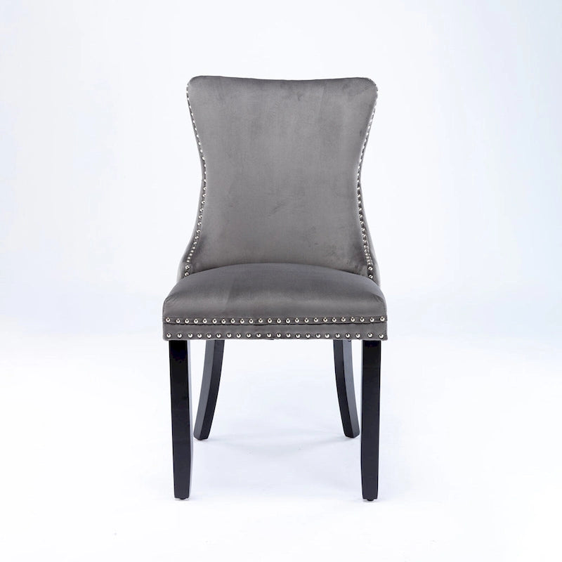Wing-Back Dining Chair with Backstitching Nailhead Trim