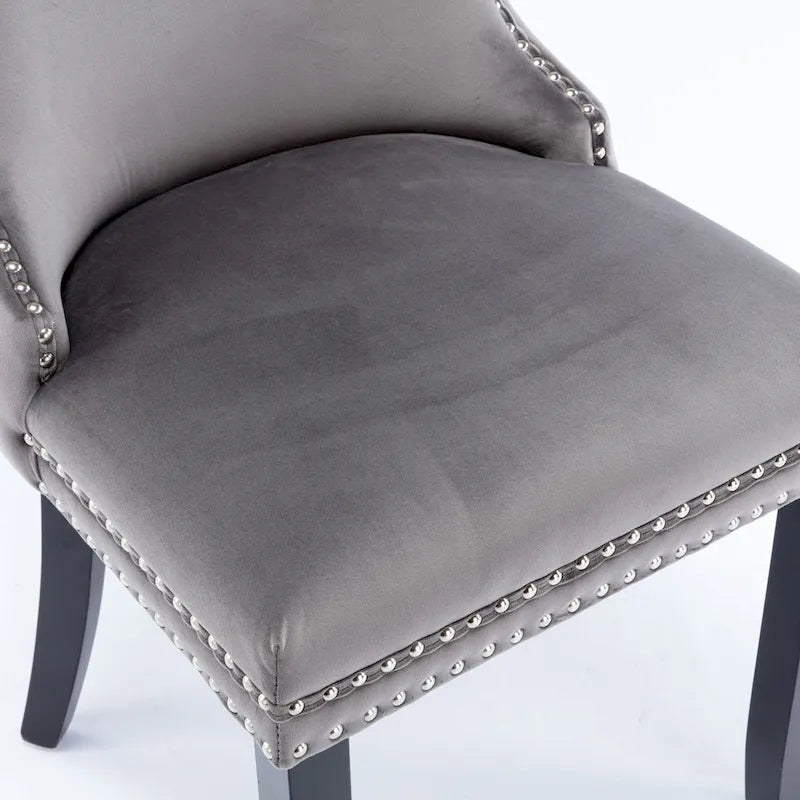 Wing-Back Dining Chair with Backstitching Nailhead Trim