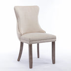 Wing-Back Dining Chair with Backstitching Nailhead Trim