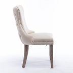 Wing-Back Dining Chair with Backstitching Nailhead Trim