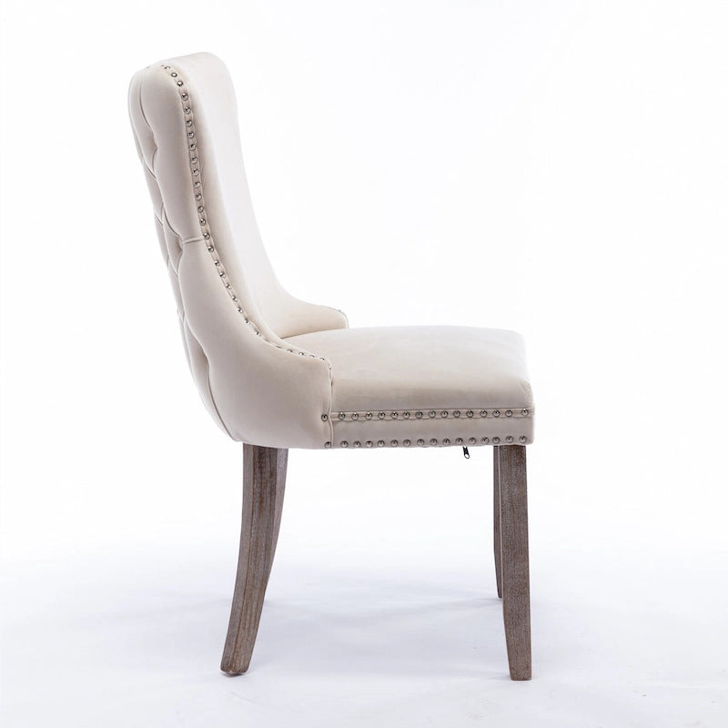 Wing-Back Dining Chair with Backstitching Nailhead Trim