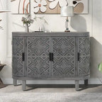 Sideboard Wooden Cabinet with Antique Pattern Doors