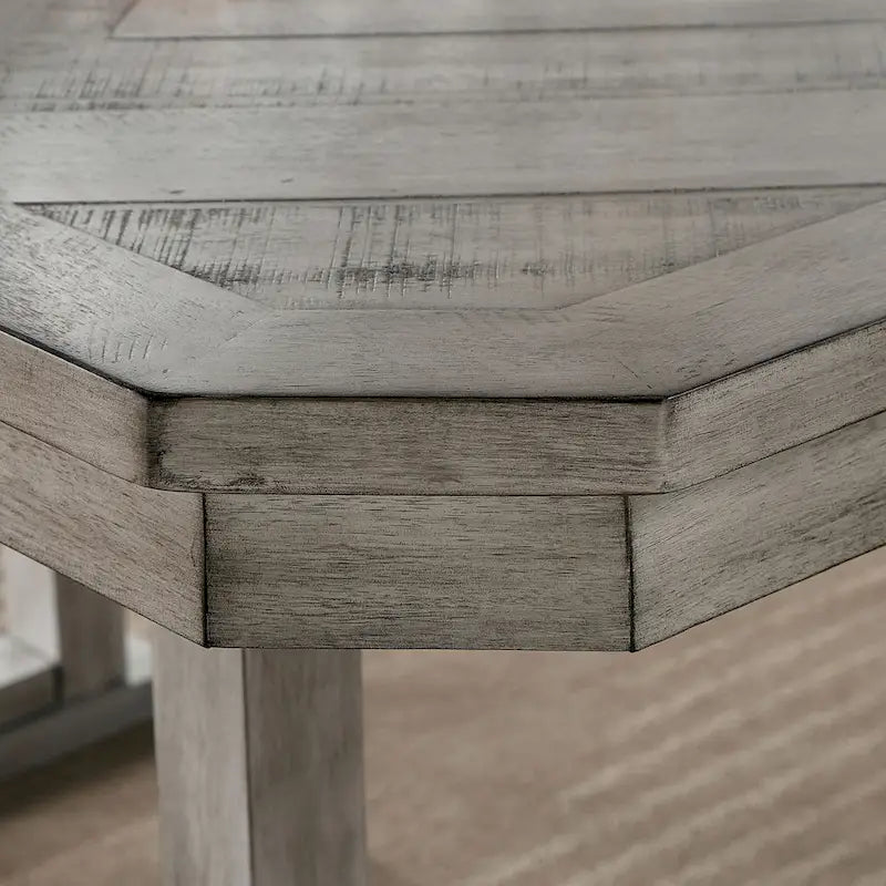 Grey Wood Dining Table with Diamond Pattern Top and Trestle Base - 60 Inch for 4-6 People