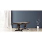 Double Transitional Base Dining Table In Antique Grey - N/A