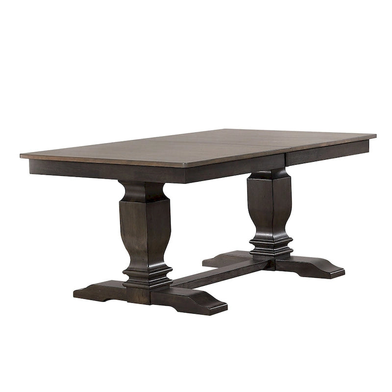 Double Transitional Base Dining Table In Antique Grey - N/A