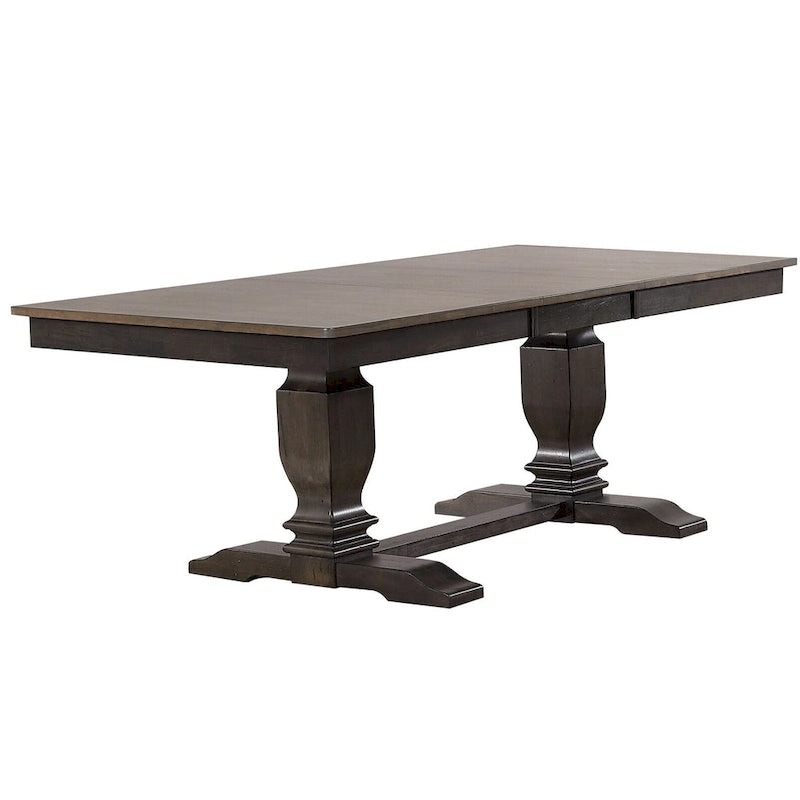 Double Transitional Base Dining Table In Antique Grey - N/A