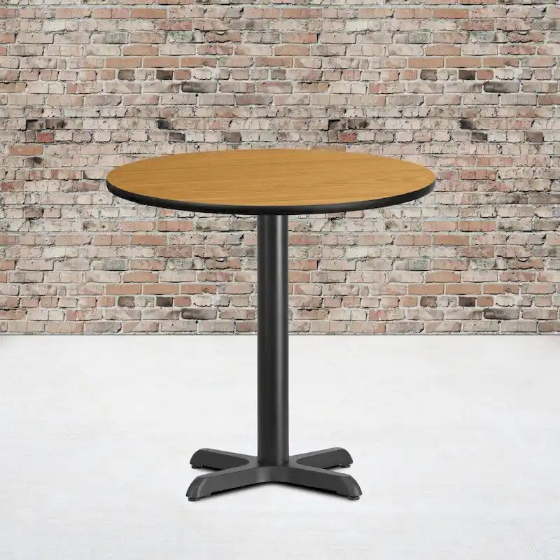 30 Round Laminate Table Top with 22 x 22 Table Height Base - 30W x 30D x 31.125H - 30W x 30D x 31.125H