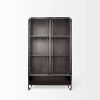 Klaus Dark Brown Polished Metal w/ Mesh Doors Display Cabinet