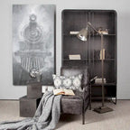Klaus Dark Brown Polished Metal w/ Mesh Doors Display Cabinet