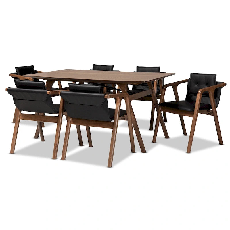 Marcena Mid-Century Modern 7-Piece Dining Set