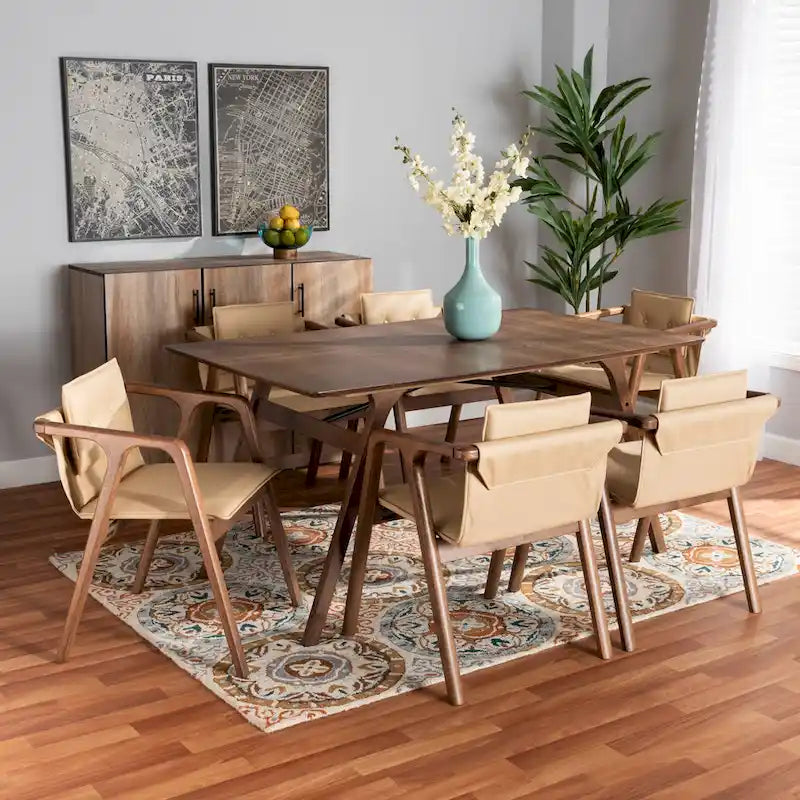 Marcena Mid-Century Modern 7-Piece Dining Set