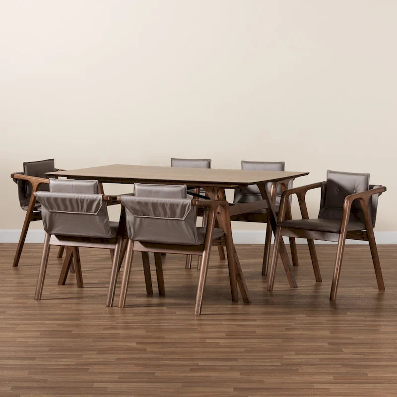 Marcena Mid-Century Modern 7-Piece Dining Set