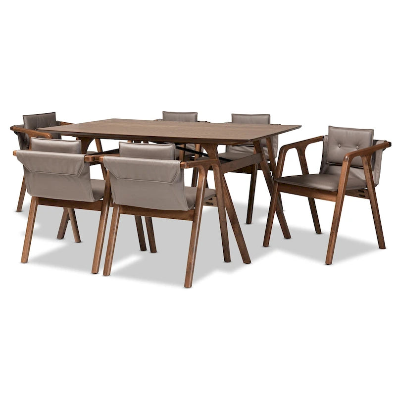 Marcena Mid-Century Modern 7-Piece Dining Set
