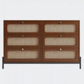 Rattan Wood Closet 6-Drawer Dresser