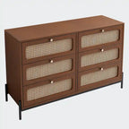Rattan Wood Closet 6-Drawer Dresser