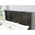 Roundhill Furniture Farson Distressed Dark Walnut Finish Wood Panel Bed, Dresser, Mirror, Two Nightstands