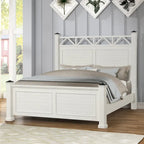 Roundhill Furniture Laria Antique White Finish Wood Panel Bed