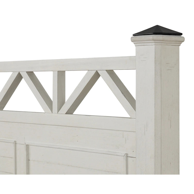 Roundhill Furniture Laria Antique White Finish Wood Panel Bed