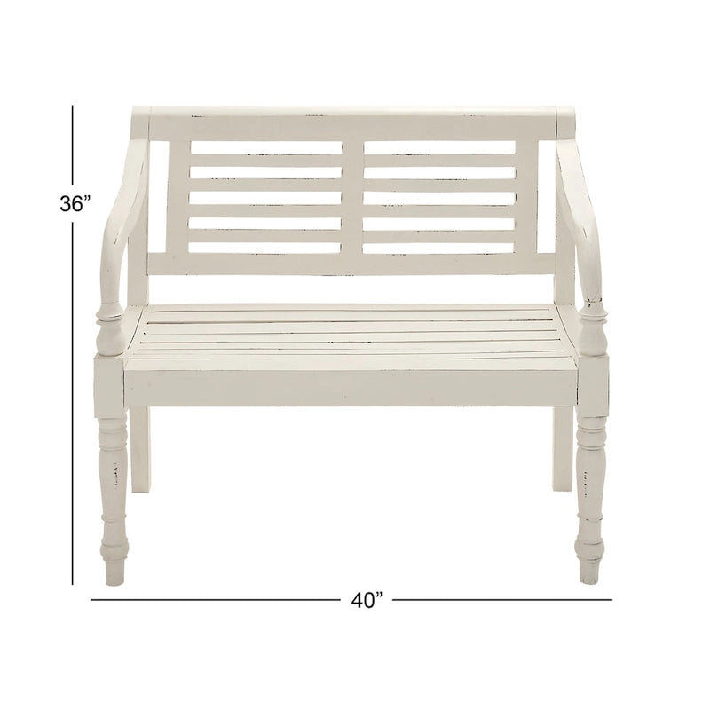 Wood Bench - White -  - 22Wx40Lx36H