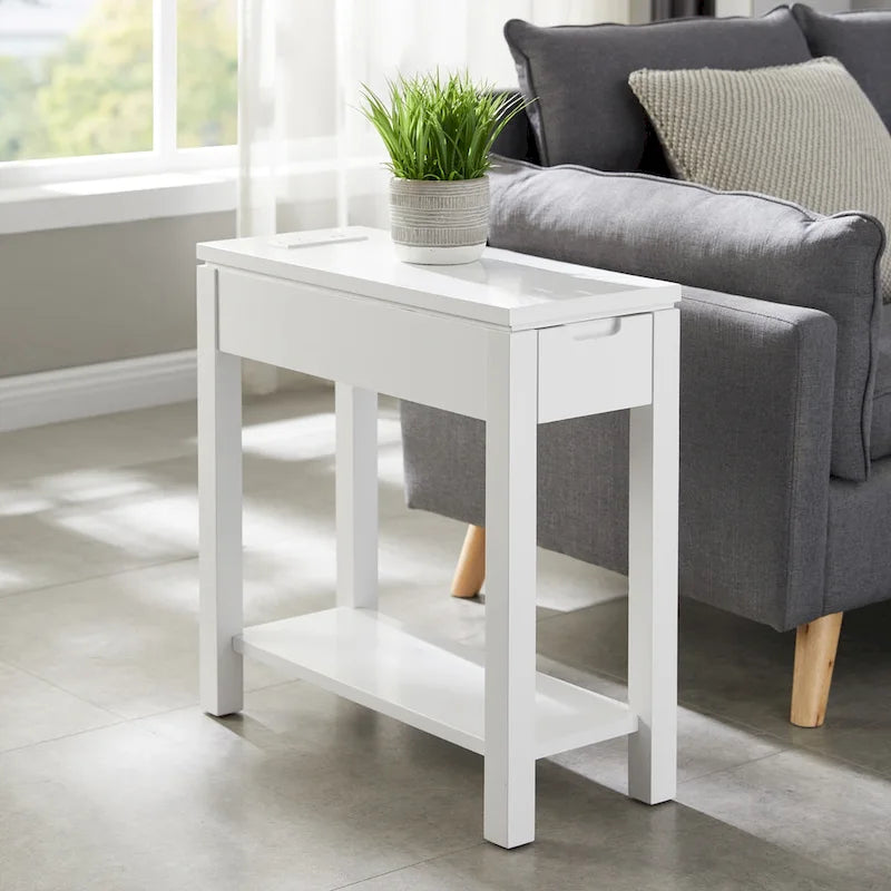 Leick Home Charging Cade Wood Side Table with Drawer