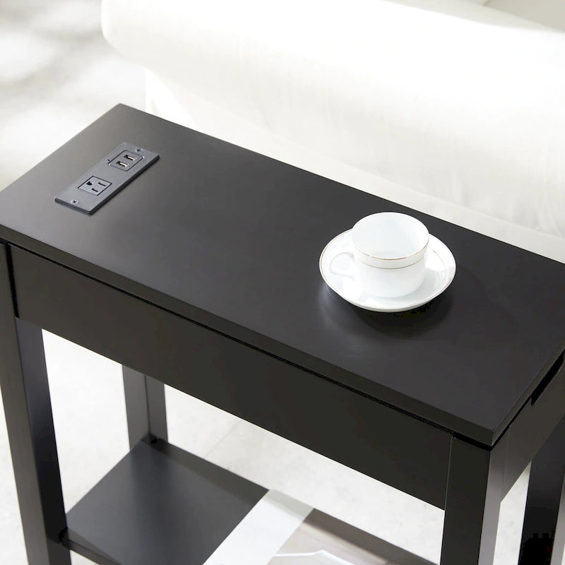 Leick Home Charging Cade Wood Side Table with Drawer