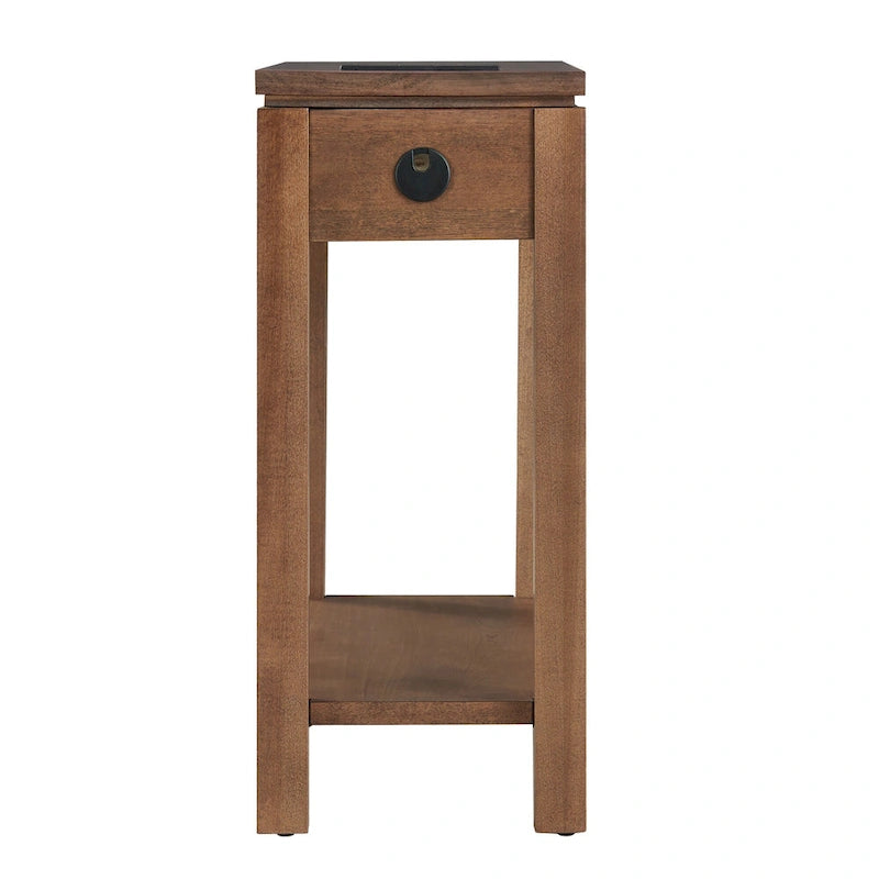 Leick Home Charging Cade Wood Side Table with Drawer