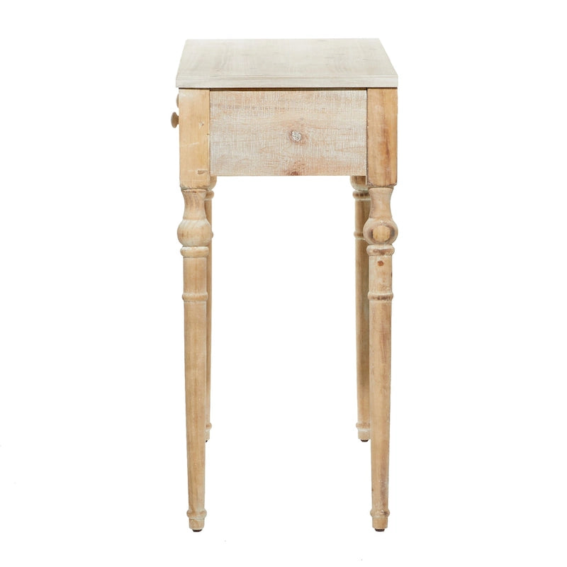 Wood Floral Intricately Carved 2 Drawers Console Table - Brown - Roche River Decor - 16W x 36L x 33H
