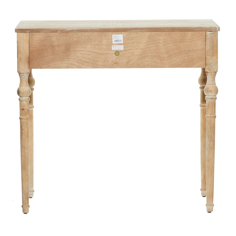 Wood Floral Intricately Carved 2 Drawers Console Table - Brown - Roche River Decor - 16W x 36L x 33H