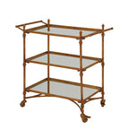 Metal Rolling 3 Mirrored Shelves Bar Cart with Handles - Brass -  - 18W x 35L x 33H