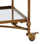 Metal Rolling 3 Mirrored Shelves Bar Cart with Handles - Brass -  - 18W x 35L x 33H