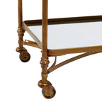 Metal Rolling 3 Mirrored Shelves Bar Cart with Handles - Brass -  - 18W x 35L x 33H
