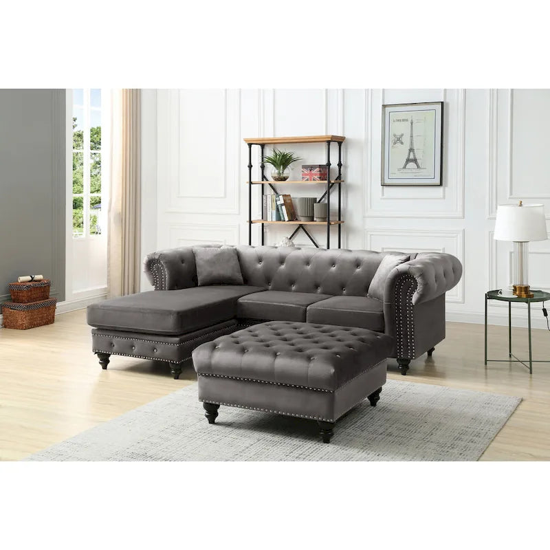 Nola Velvet Sofa with Chaise