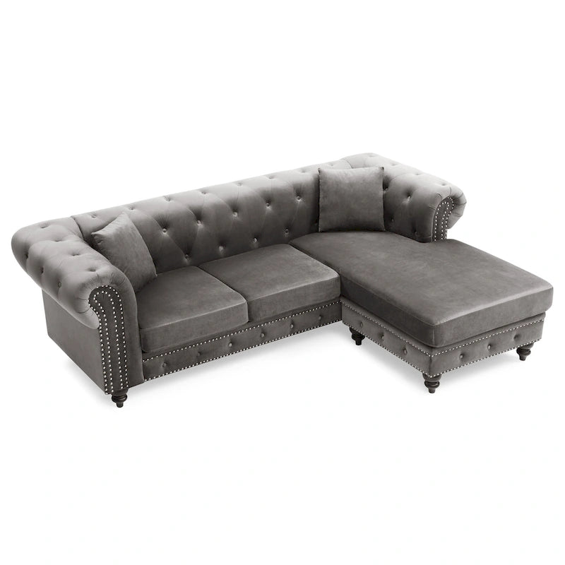 Nola Velvet Sofa with Chaise