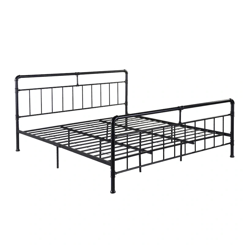 Industrial King Bed Frame - Black/Hammered Copper