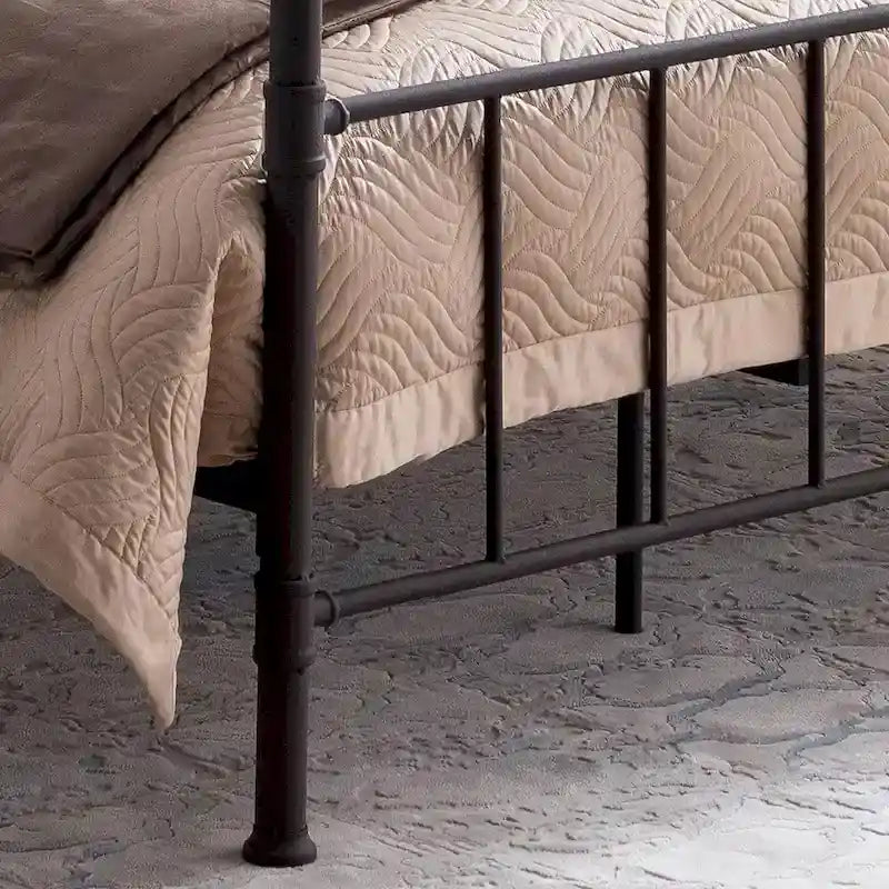 Industrial King Bed Frame - Black/Hammered Copper
