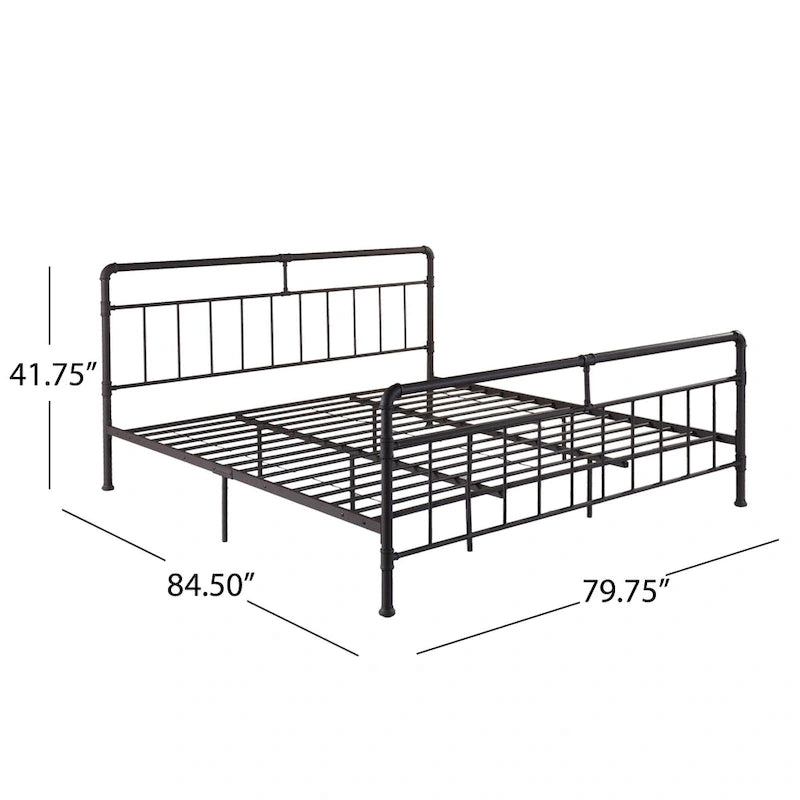 Industrial King Bed Frame - Black/Hammered Copper