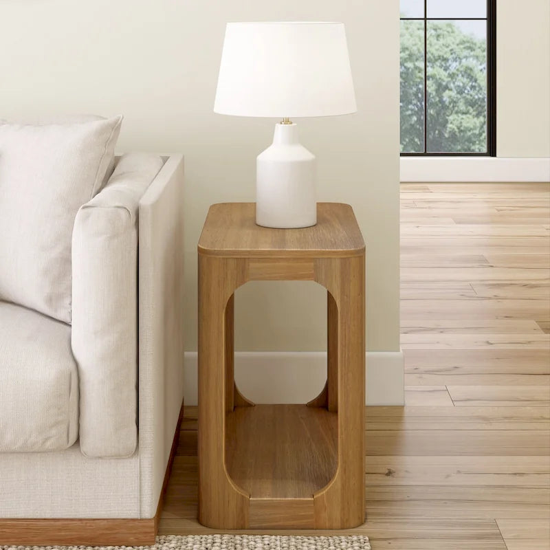 25-inch Rectangular Side Table with Storage Shelf