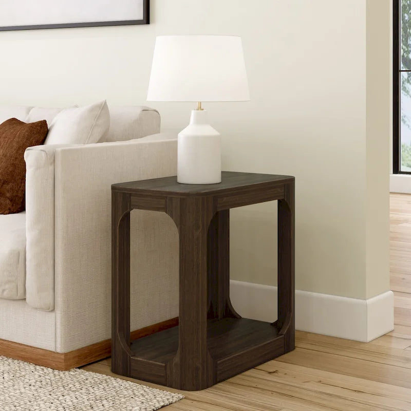 25-inch Rectangular Side Table with Storage Shelf