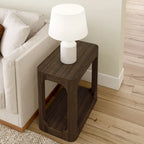 25-inch Rectangular Side Table with Storage Shelf