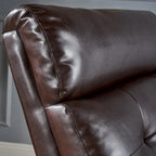 Brown Faux Leather 2-Seater Push-Back Recliner