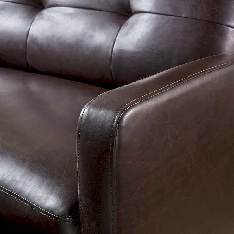 Brown Faux Leather 2-Seater Push-Back Recliner