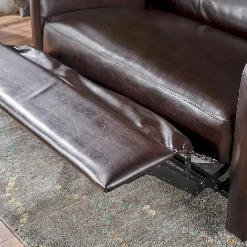 Brown Faux Leather 2-Seater Push-Back Recliner